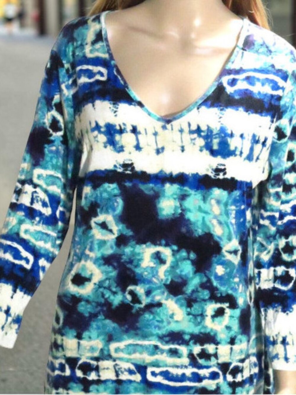 Blue, Black, & White Sharkbite Shirt Top